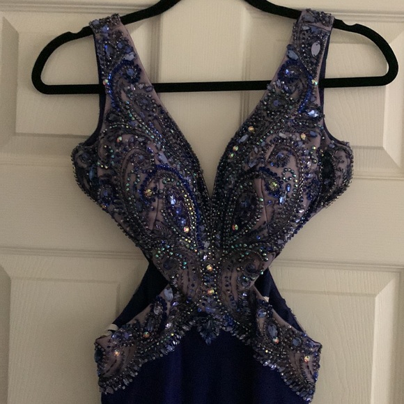Tony Bowls Evening Gown Midnight Blue - Picture 2 of 5